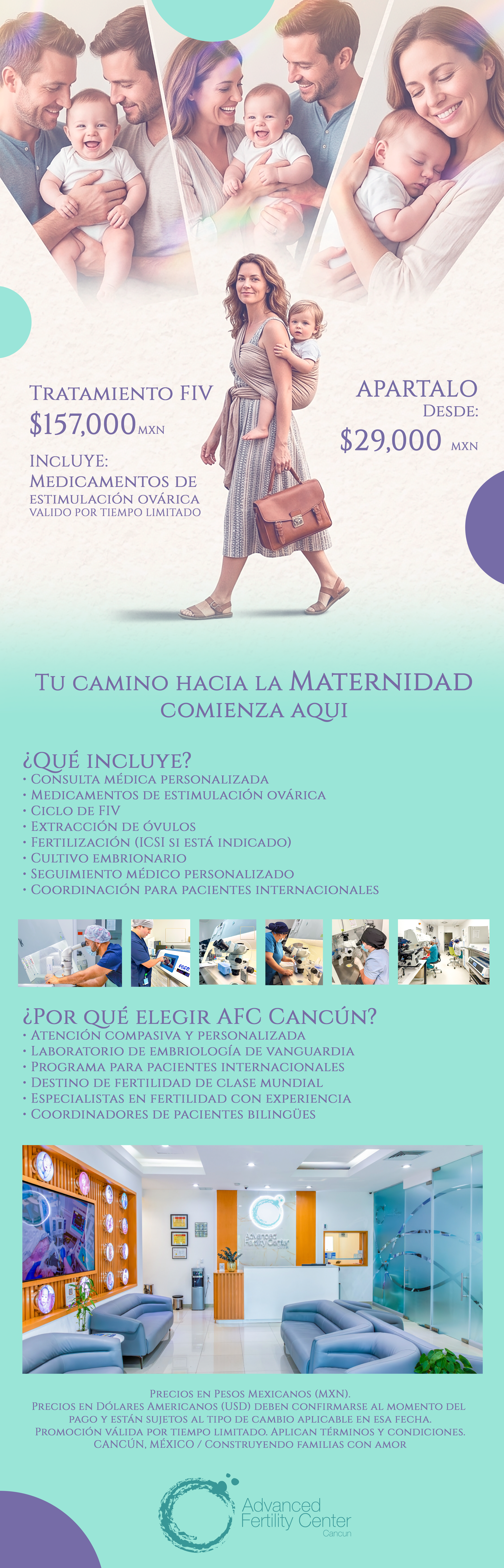 Promoción FIV - Tratamiento $157,000 MXN - Advanced Fertility Center Cancún